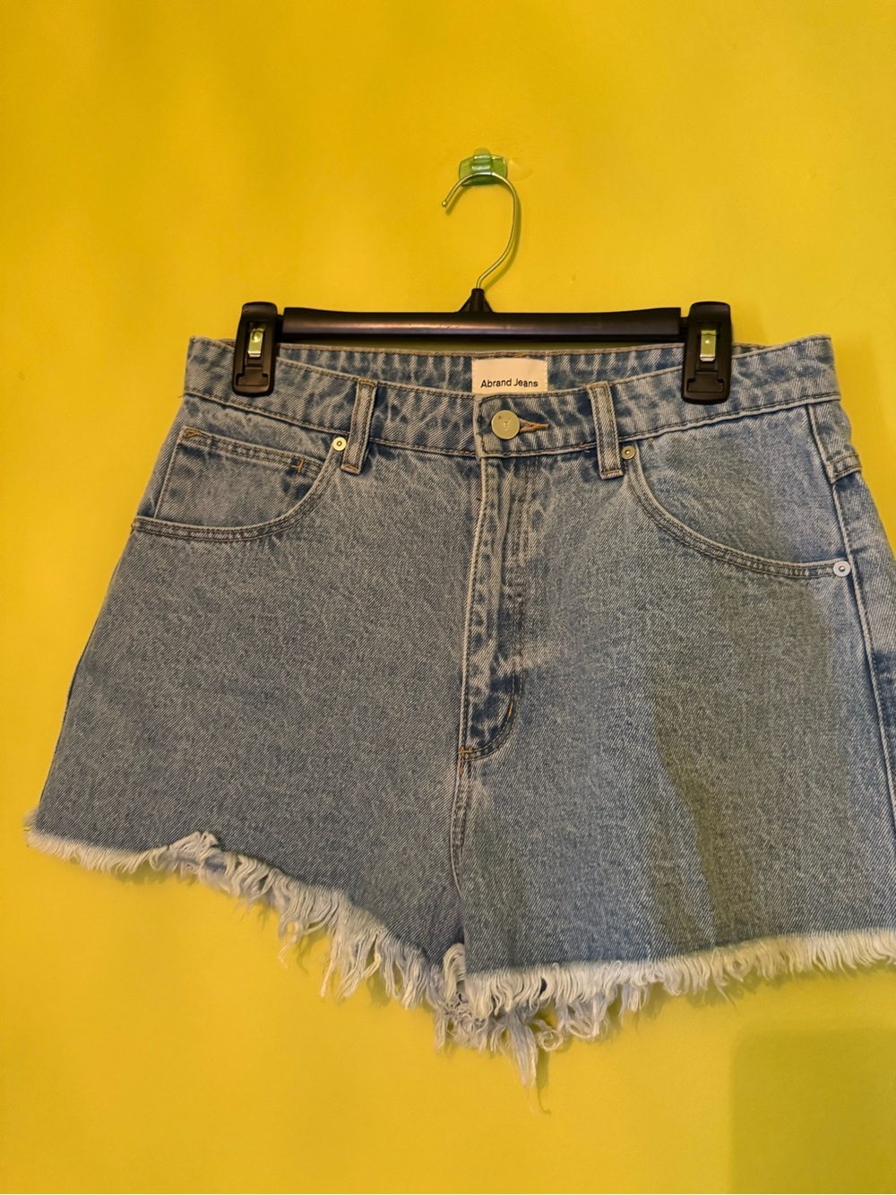 Light Blue Denim Frayed Hem Women's Shorts by Abrand Jeans